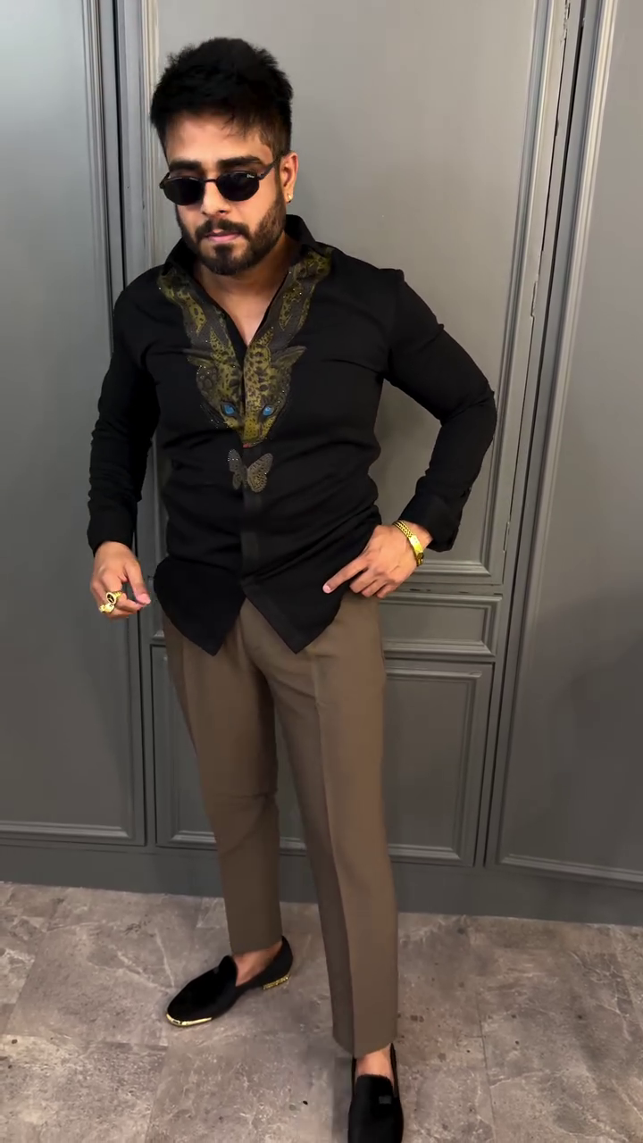 🖤🔥 Midnight Luxe Dragon Embroidered Slim Fit Shirt – Elite Statement Wear 🐉✨