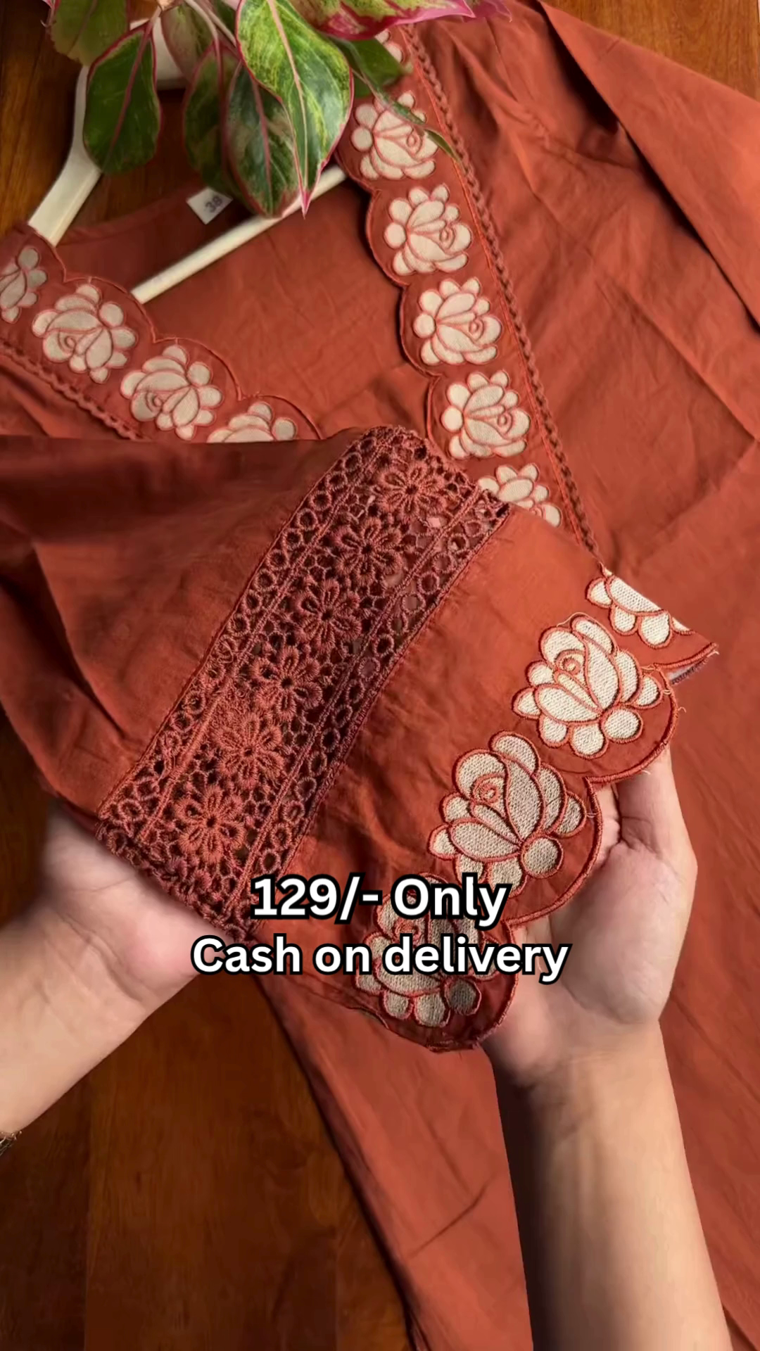 Rustic Terracotta Floral Embroidered Designer Kurti 🌺🤎✨