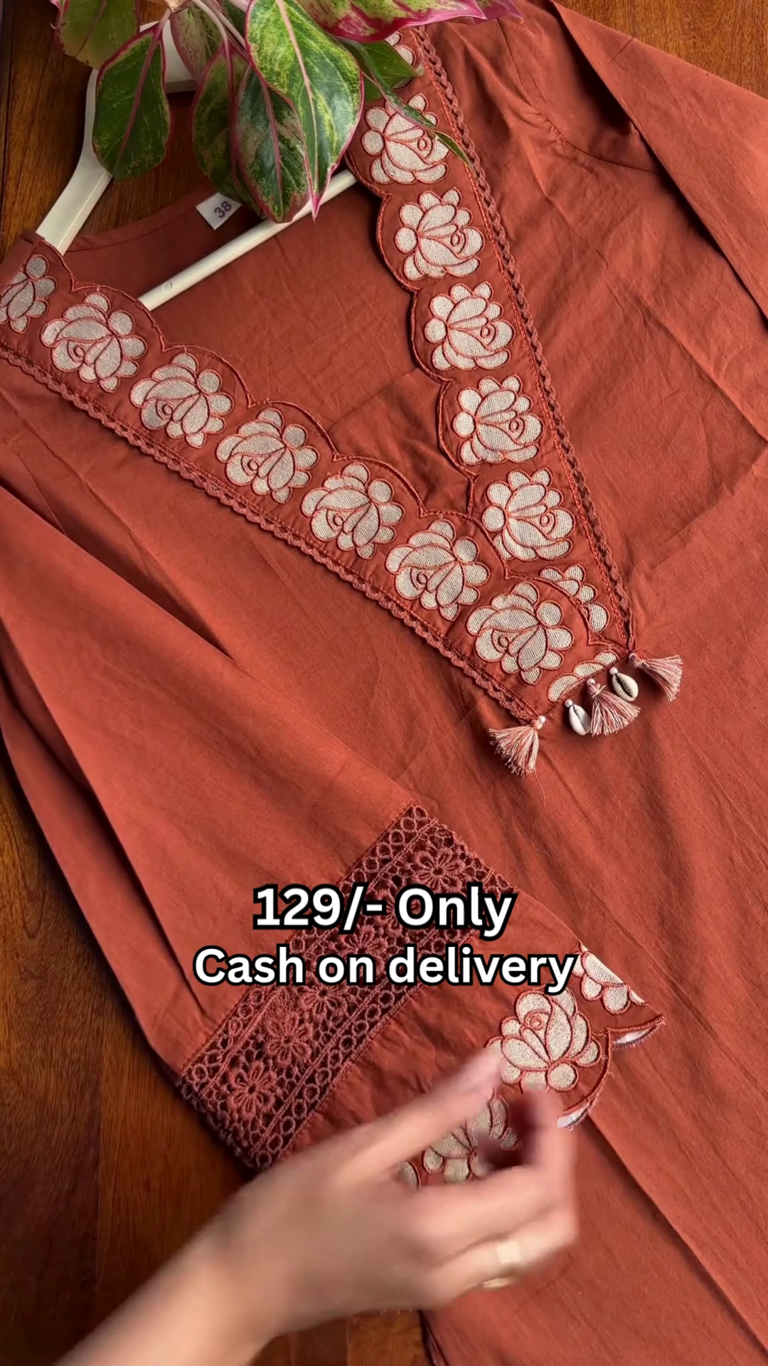Rustic Terracotta Floral Embroidered Designer Kurti 🌺🤎✨