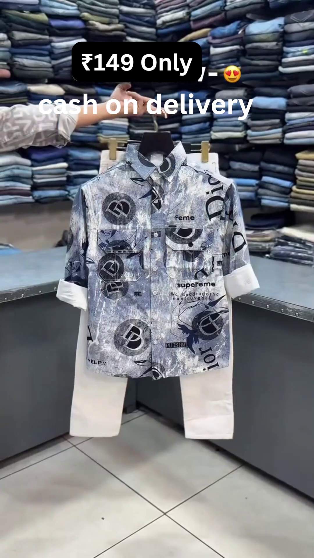 Premium Cloud Wash Printed Casual Shirt with Classic Blue Denim Jeans Combo for Men ☁️👔👖