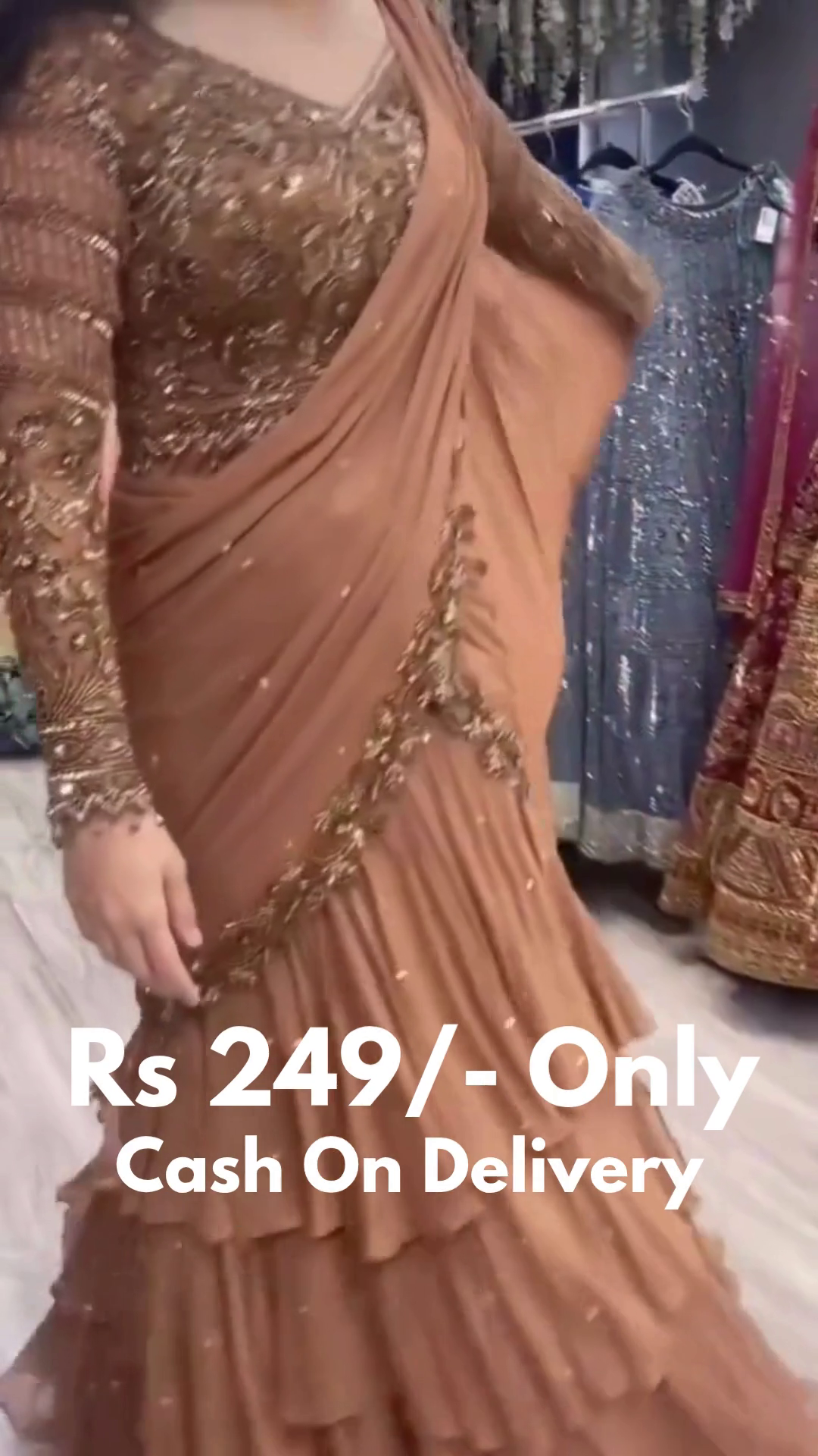 ✨ Royal Brown Embroidered Designer Saree for Women | Premium Ethnic Party Wear Saree with Detailed Border Work & Elegant Drape ✨