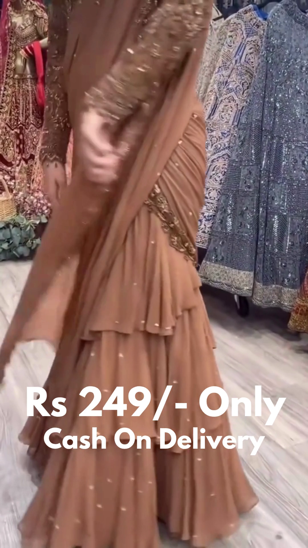 ✨ Royal Brown Embroidered Designer Saree for Women | Premium Ethnic Party Wear Saree with Detailed Border Work & Elegant Drape ✨