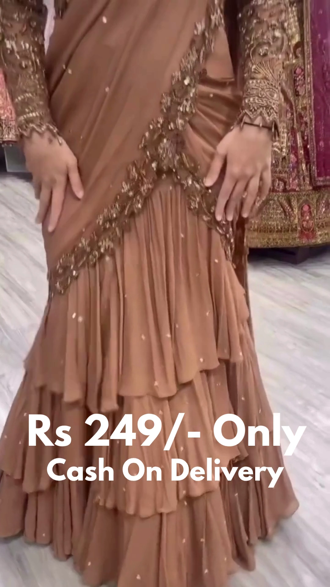 ✨ Royal Brown Embroidered Designer Saree for Women | Premium Ethnic Party Wear Saree with Detailed Border Work & Elegant Drape ✨