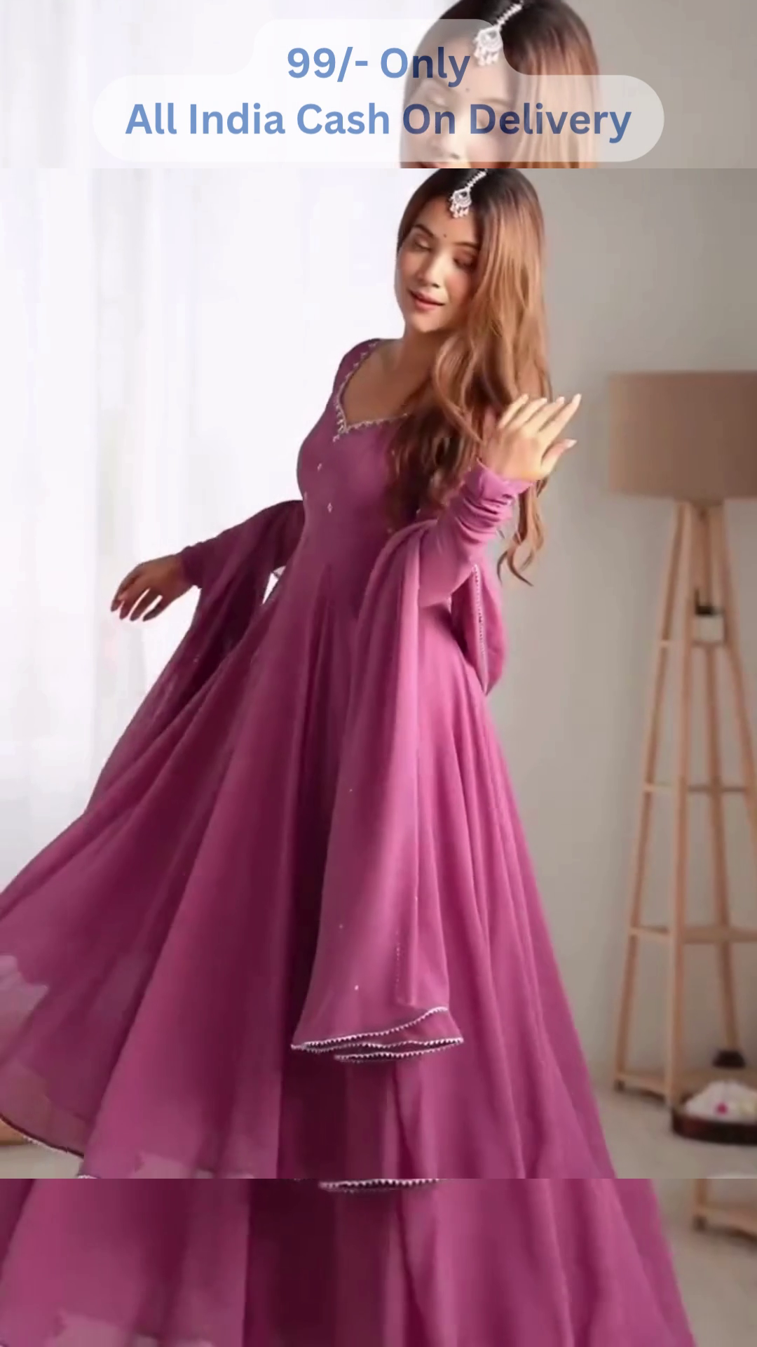 💜 Graceful Purple Georgette Style Anarkali Gown with Dupatta | Elegant Party Wear Ethnic Dress for Women | Flowing Festive Outfit 💜