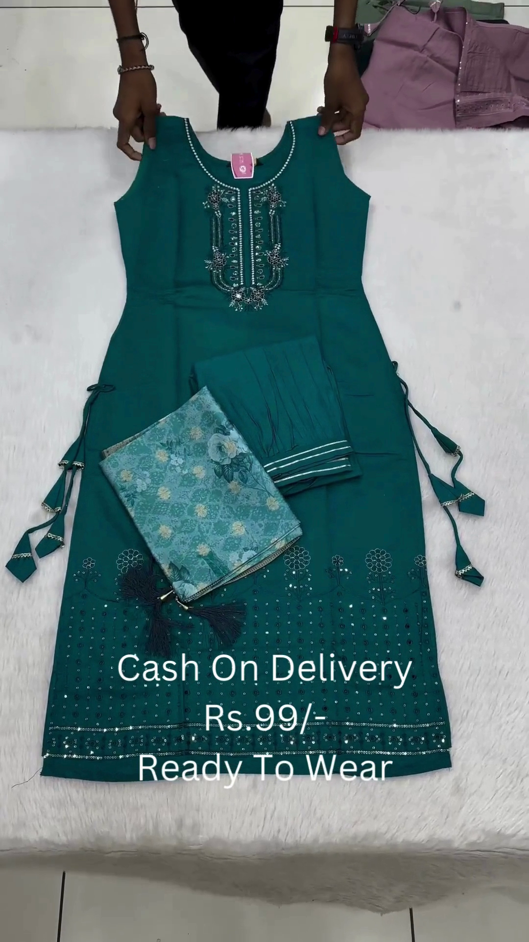 Sage Green Embroidered Ready-to-Wear Three Piece Ethnic Suit Set 🌿✨