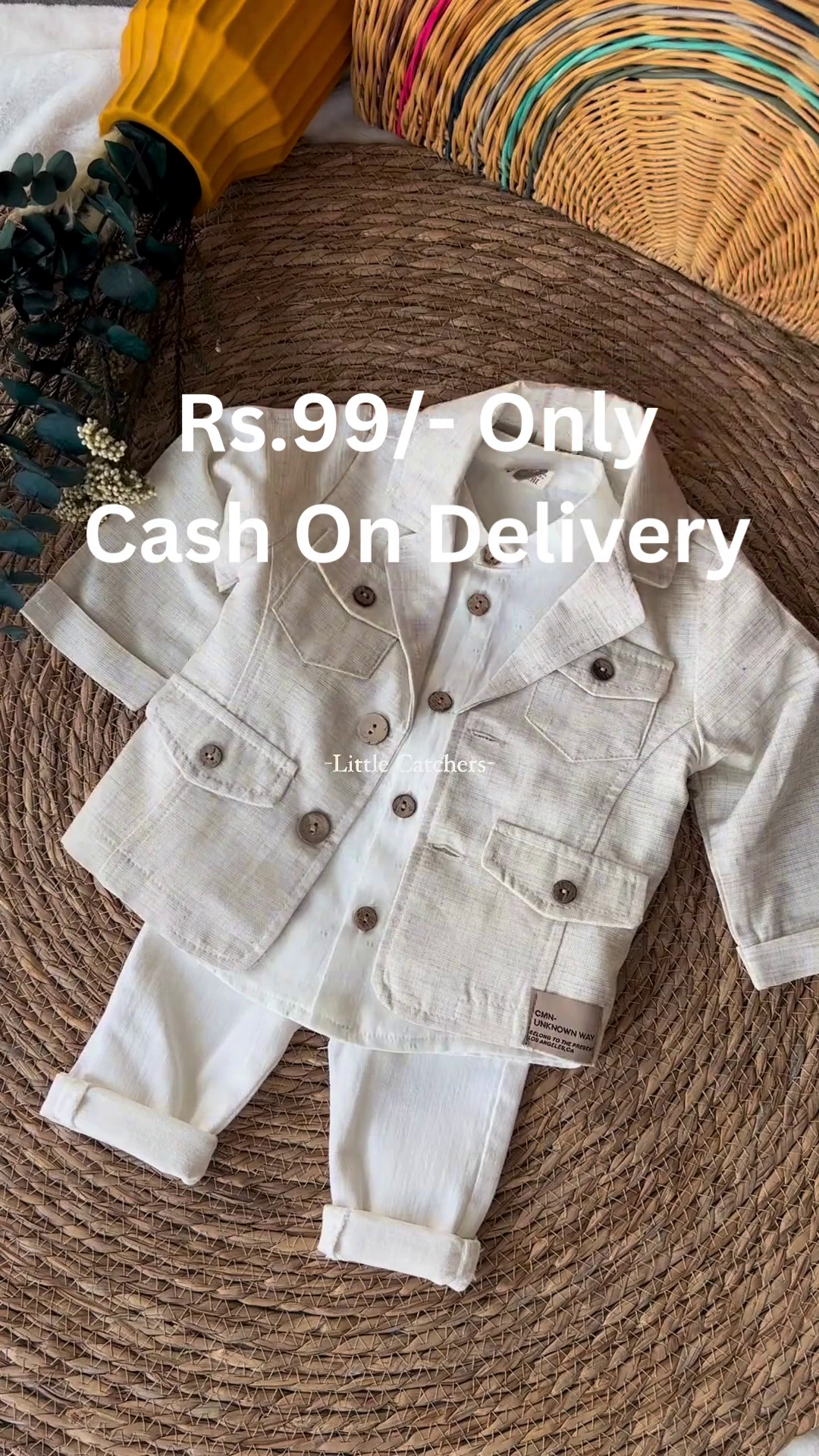 Premium Kids Casual Linen Look Jacket & Pant Fashion Co-Ord Set 👶✨🤍
