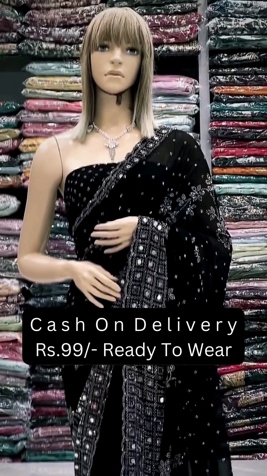 Elegant Midnight Black Ready-to-Wear Embroidered Saree with Designer Border 🖤✨🌙