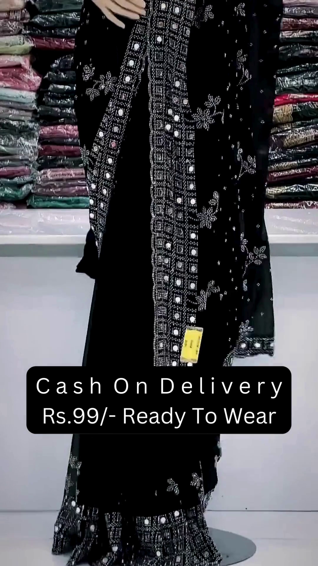 Elegant Midnight Black Ready-to-Wear Embroidered Saree with Designer Border 🖤✨🌙