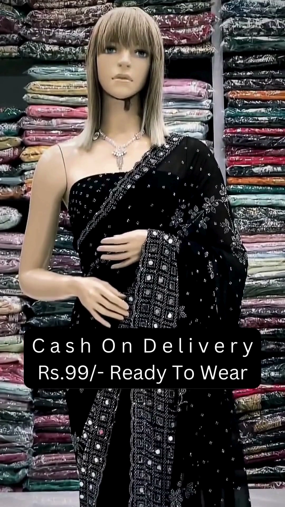 Elegant Midnight Black Ready-to-Wear Embroidered Saree with Designer Border 🖤✨🌙