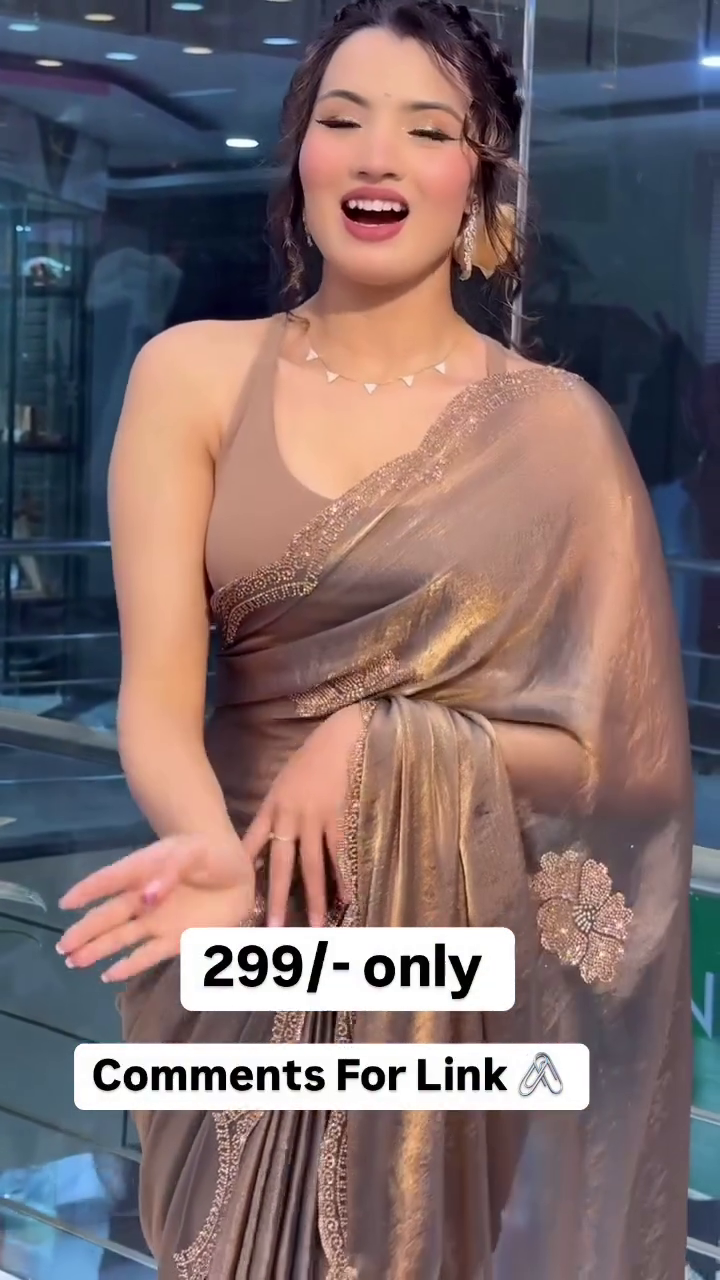 Glamorous Metallic Taupe Designer Party Wear Saree with Elegant Shimmer Finish ✨🤎👑