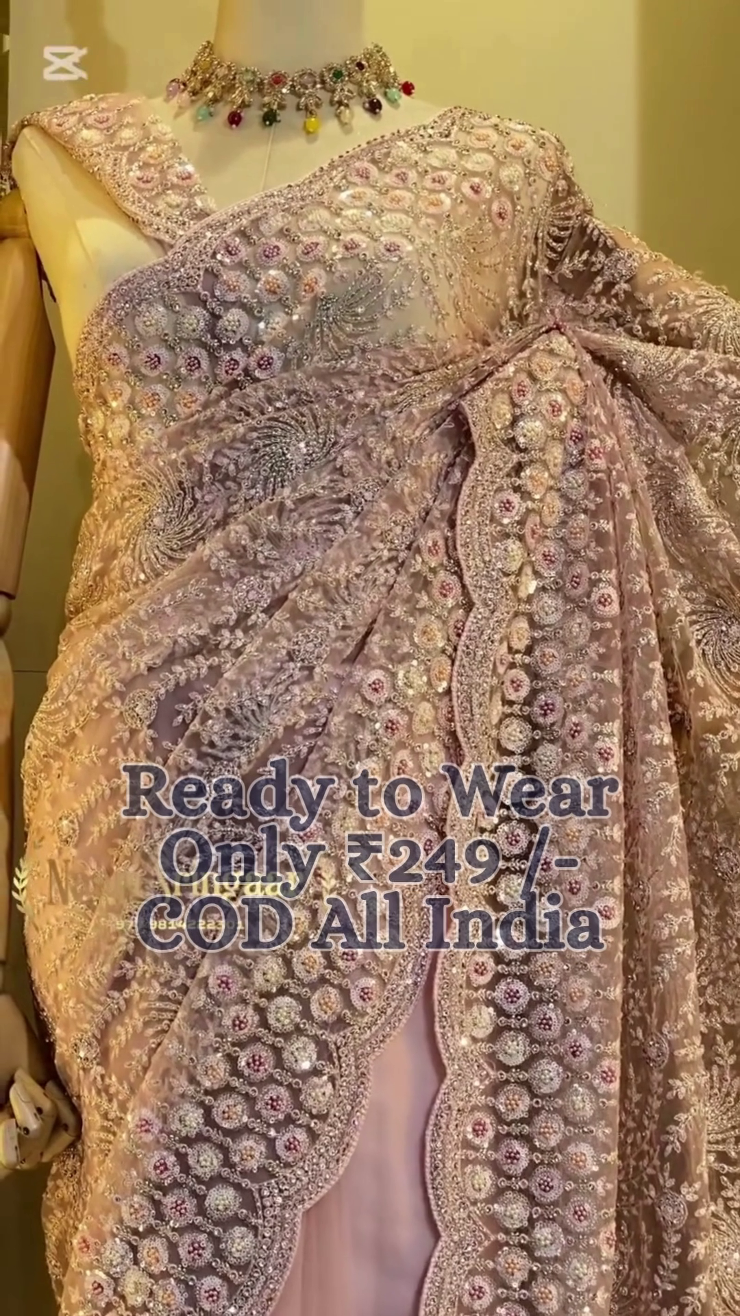 ✨ Luxury Pastel Floral Embroidered Designer Saree with Heavy Sequin Work, Intricate Handcrafted Detailing and Elegant Party Wear Appeal ✨