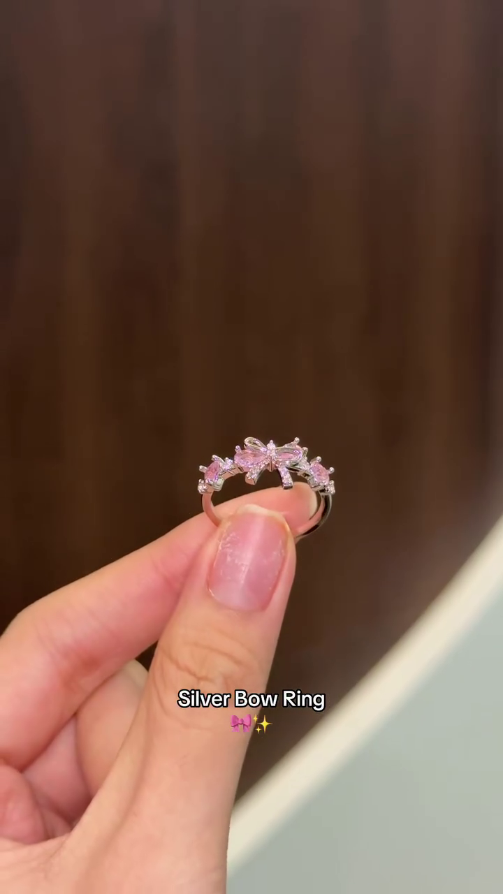 Elegant Silver Bow Crystal Adjustable Statement Ring for Women | Korean Style Minimalist Fashion Jewelry ✨🌸