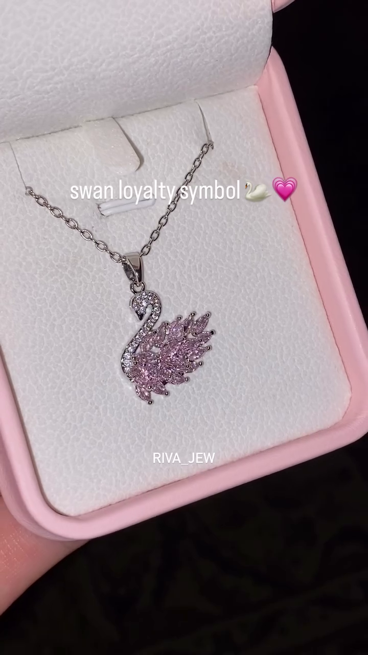 Enchanted Swan Love Crystal Pendant Necklace for Women | Elegant Pink Sparkle Swan Charm Adjustable Chain Jewelry ✨🌸