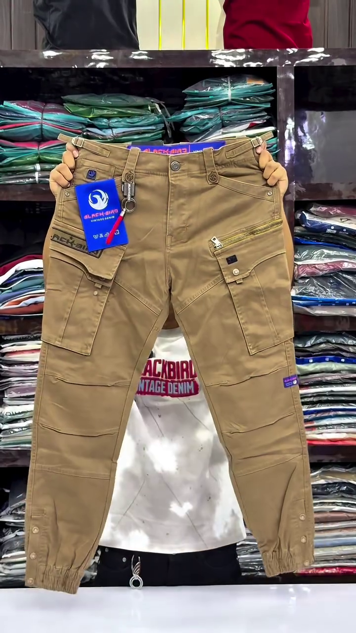 🤎 Premium Tactical Style Khaki Multi-Pocket Cargo Jogger Pants for Men – Trendy Utility Streetwear Slim Fit Ankle Cuff Cargo Trousers ✨👖🔥