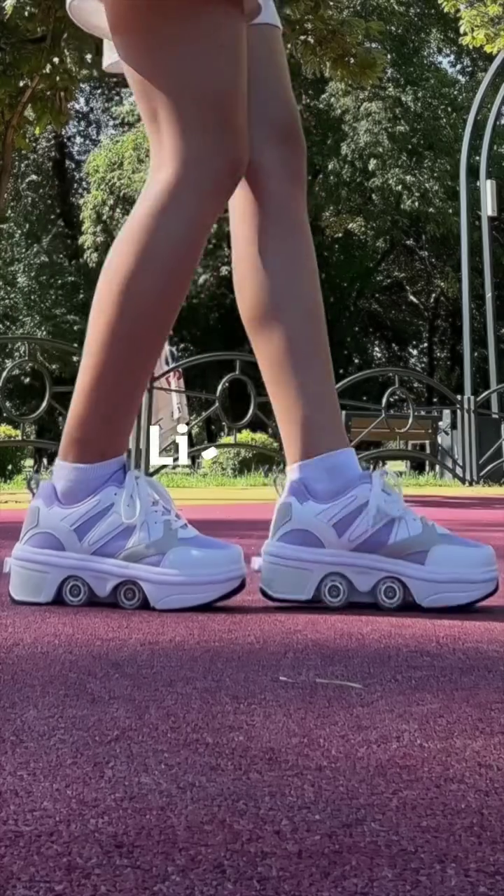 🛼✨ Premium White 2-in-1 Retractable Roller Skate Sneakers – Stylish Convertible Walking & Skating Sports Shoes for Kids & Teens 👟💨