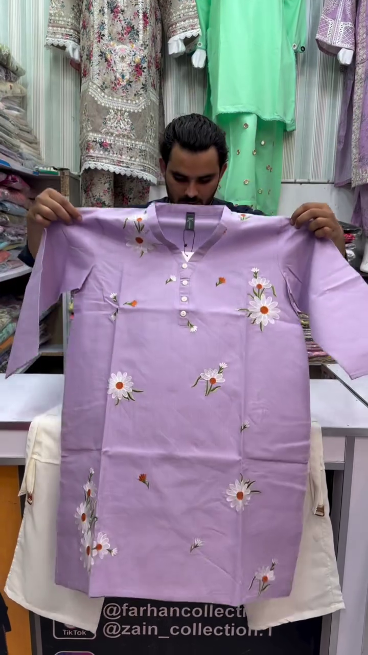 🌸 Premium Lavender Floral Embroidered Straight Kurti with Elegant White Palazzo Set | Women's Ethnic Casual Wear for Festive, Office & Daily Style ✨💜