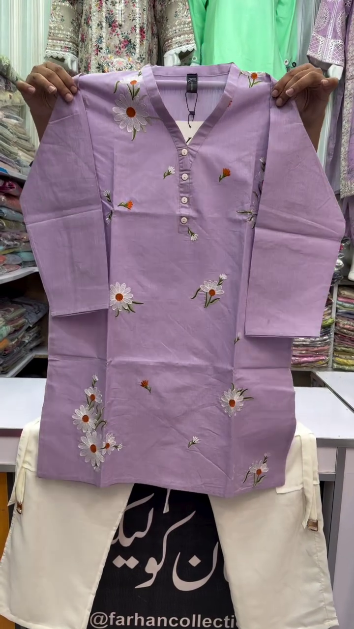 🌸 Premium Lavender Floral Embroidered Straight Kurti with Elegant White Palazzo Set | Women's Ethnic Casual Wear for Festive, Office & Daily Style ✨💜