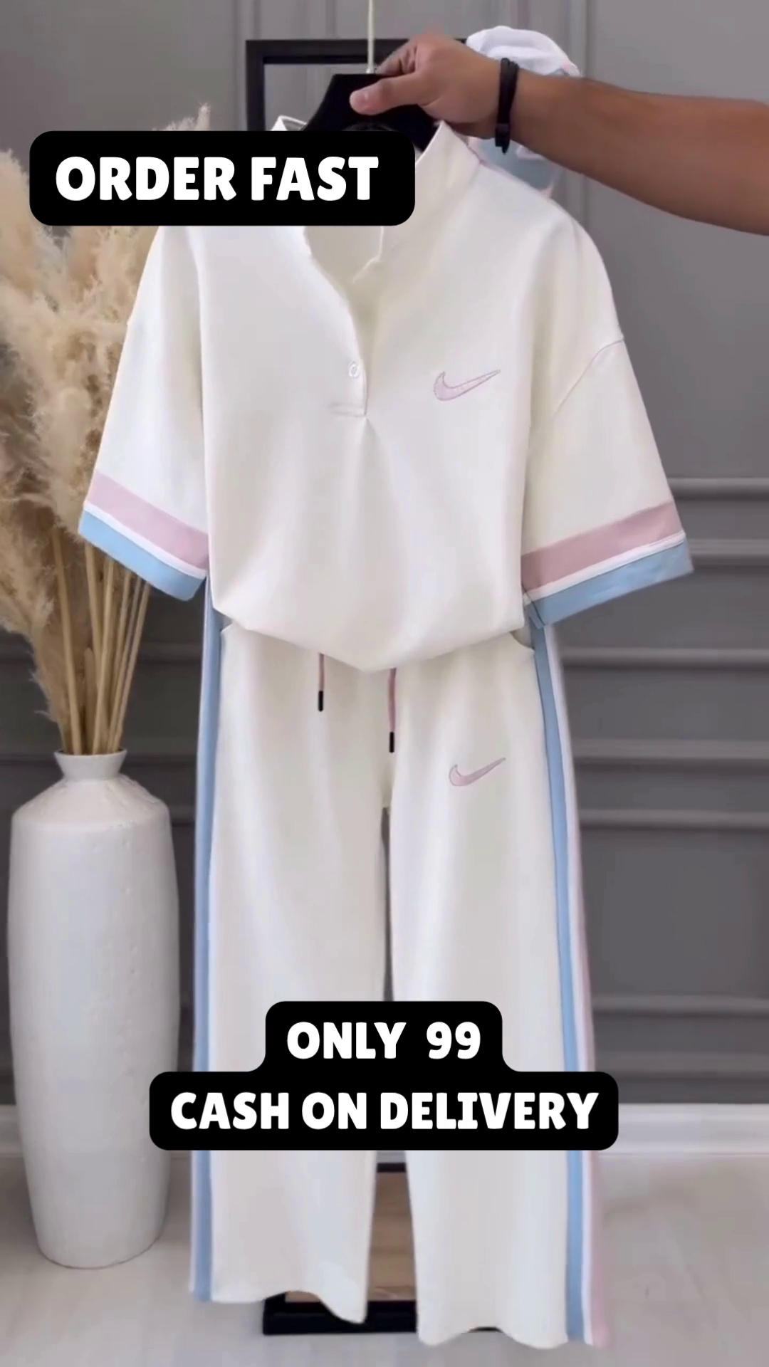 🌟 Premium Elegant Pastel Contrast Half-Zip Polo T-Shirt & Relaxed Fit Straight-Leg Lounge Co-Ord Set for Women | Soft Breathable Fabric | Casual, Travel, Daily Wear & Athleisure Outfit 🌸✨
