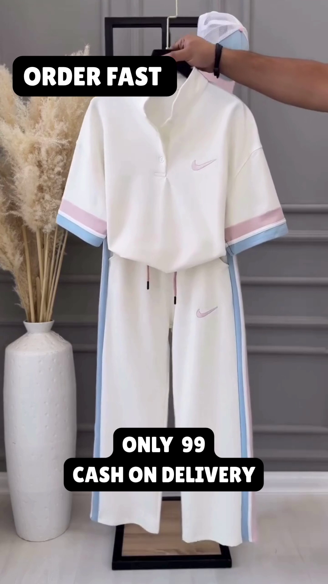 🌟 Premium Elegant Pastel Contrast Half-Zip Polo T-Shirt & Relaxed Fit Straight-Leg Lounge Co-Ord Set for Women | Soft Breathable Fabric | Casual, Travel, Daily Wear & Athleisure Outfit 🌸✨