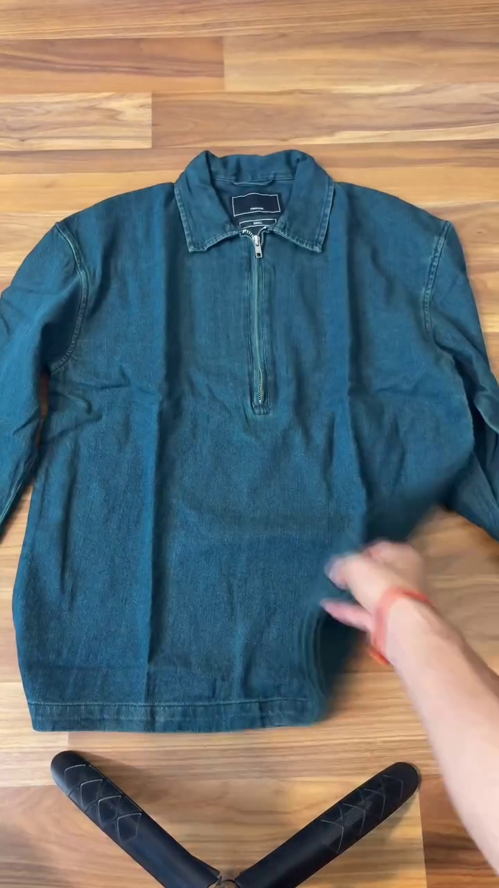 🧥 Classic Denim Blue Full-Sleeve Half-Zip Collared Pullover Top for Women – Premium Casual Denim-Inspired Sweatshirt Style with Minimalist Design 💙