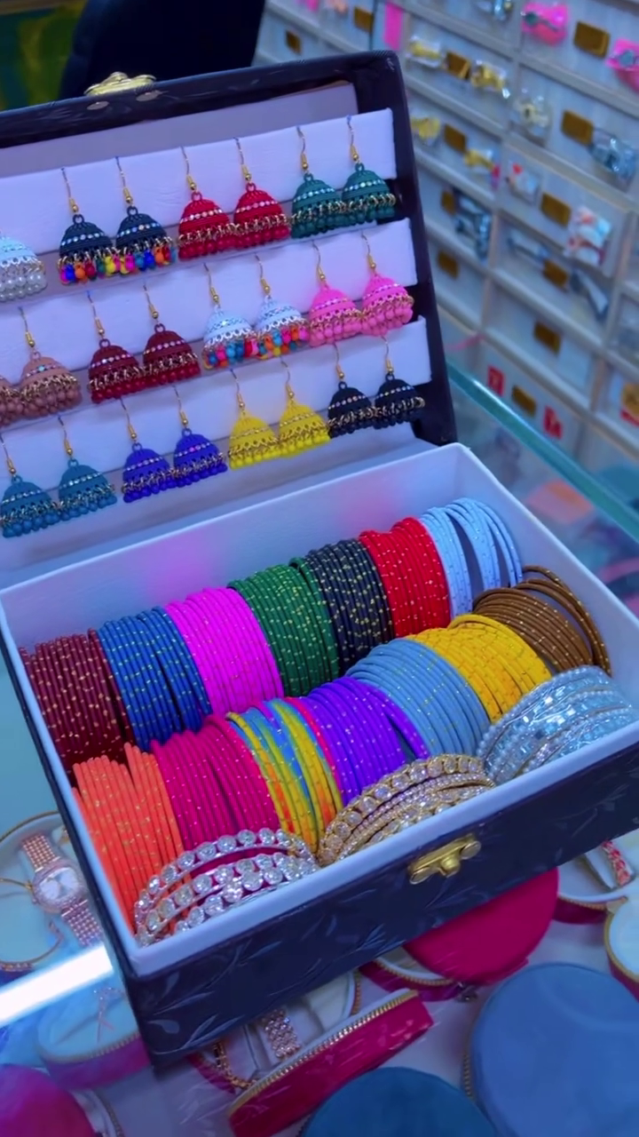 💖 Premium Multicolour Traditional Bangle & Jhumka Jewellery Collection – Vibrant Designer Bangles with Colourful Dome Jhumka Earrings for Festive & Wedding Styling 💖