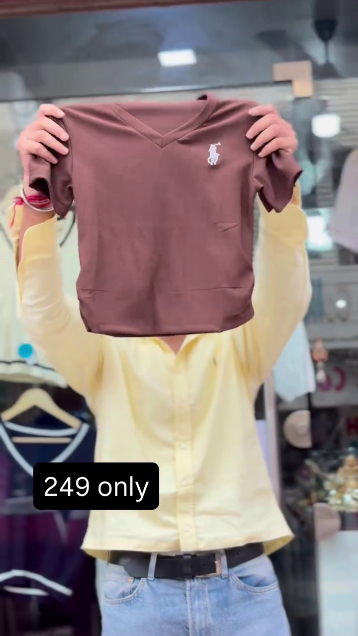 ✨ Trendy Maroon V-Neck Half-Sleeve Casual T-Shirt with Minimal Chest Embroidery Detail & Comfortable Everyday Fit 👕🍷✨