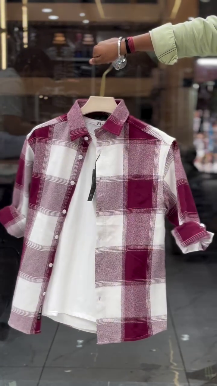 👔❤️ Premium Men's Red & White Oversized Plaid Checkered Shirt with Matching Inner T-Shirt Combo Set | Trendy Korean Style Casual Streetwear, College & Travel Outfit ✨🧢