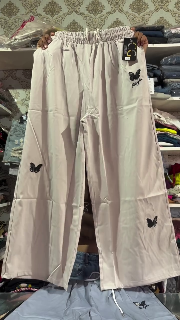 Premium Relaxed-Fit Butterfly Embroidered Wide-Leg Casual Pants