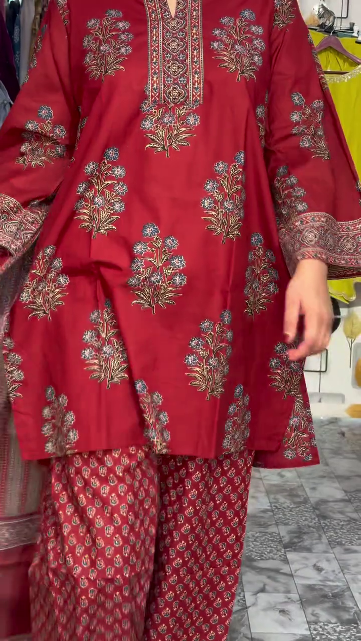 Elegant Embroidered Ethnic Kurta Palazzo & Dupatta Three-Piece Traditional Suit Set