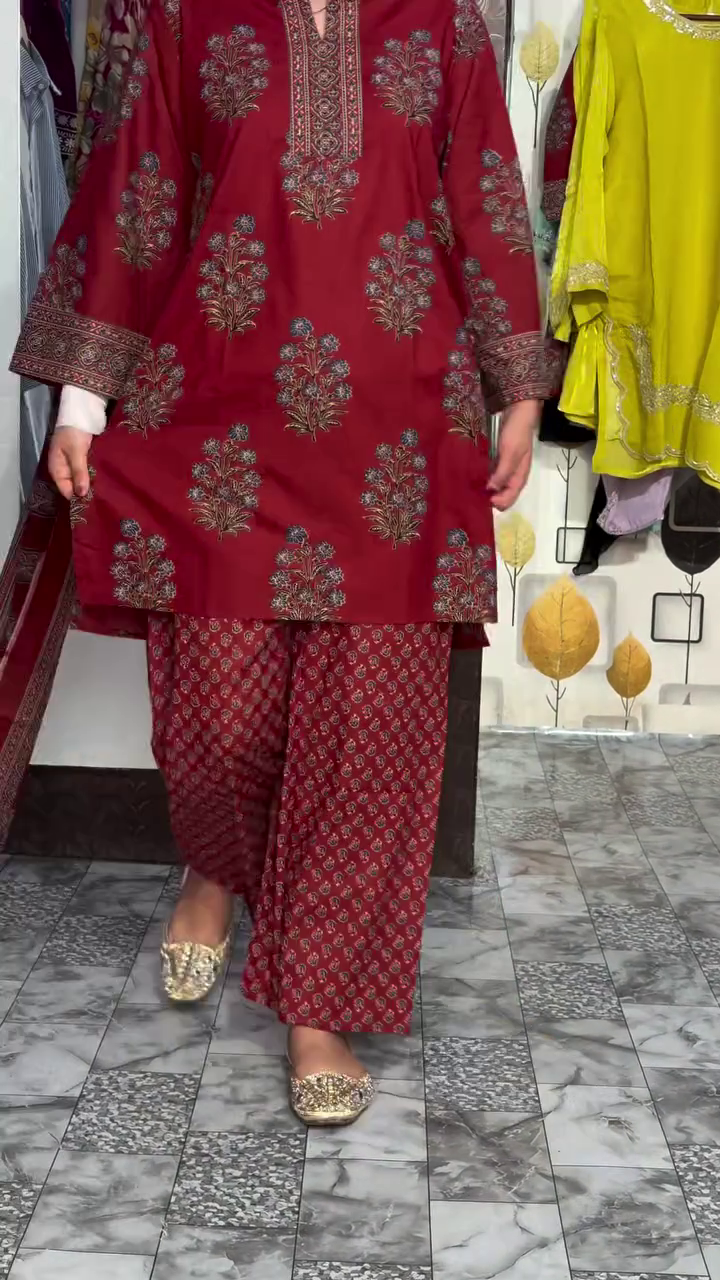 Elegant Embroidered Ethnic Kurta Palazzo & Dupatta Three-Piece Traditional Suit Set