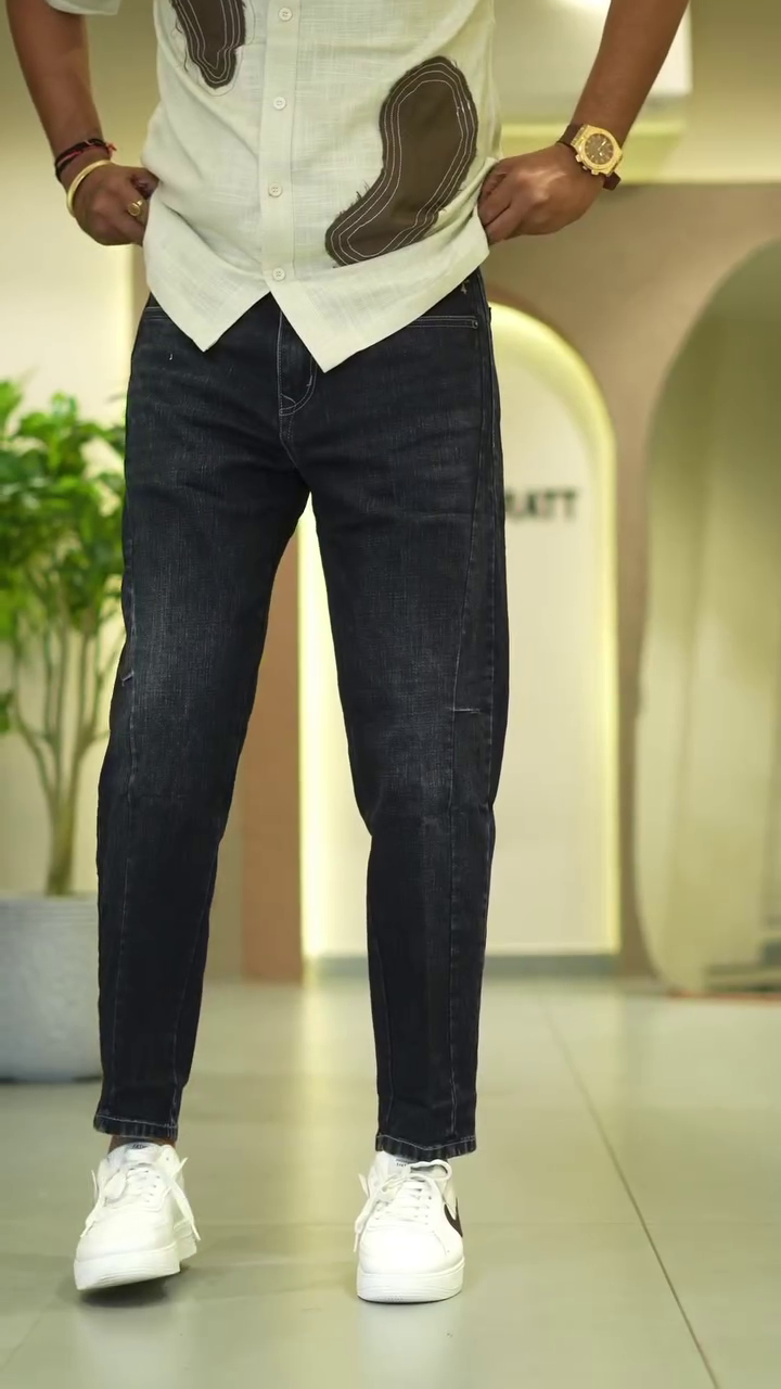 Premium Men’s Classic Dark Indigo Slim-Tapered Denim Jeans with Clean Minimal Styling
