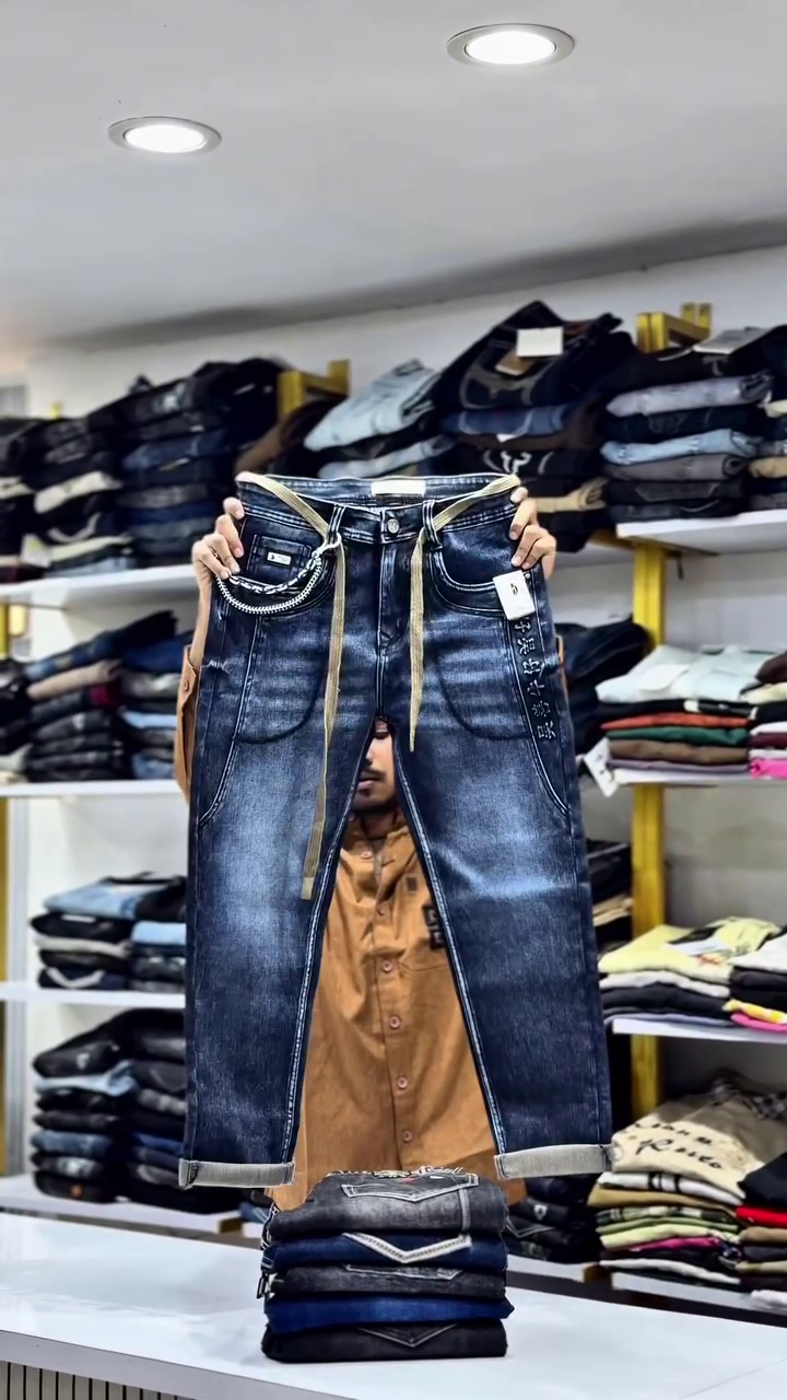 Boys’ Premium Dark Blue Denim-Style Casual Jogger Pants with Elasticated Waistband, Adjustable Drawstring, Multiple Utility Pockets, Contrast White Stitching and Contemporary Slim-Tapered Silhouette 💙✨👖