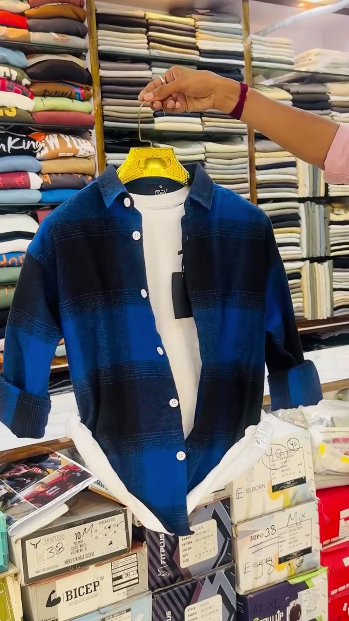 Men’s Trendy Red and White Oversized Checked Full-Sleeve Shirt Jacket with Button Front, Roll-Up Sleeve Styling, Relaxed Fit and Comfortable Inner T-Shirt for Layered Casual Fashion ❤️🤍✨