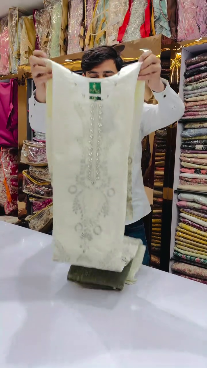 Pure White Cotton Kurti Set Featuring Intricate Matching Thread Embroidery and Flared Hemline with Subtle Mirror Work ✨